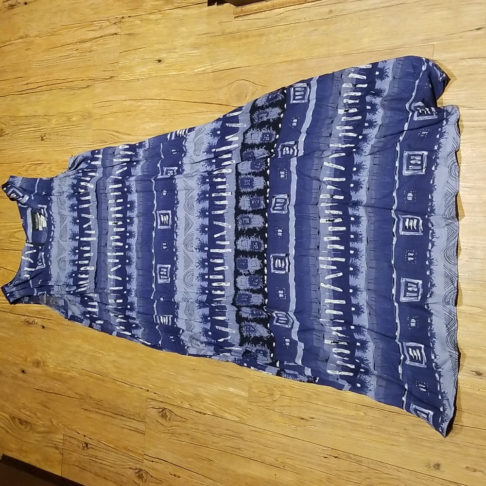 Stylish Blue Patterned Women's Dress Sz18